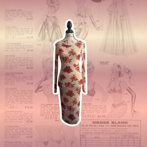 Floral Printed Bodycon Mesh Dress